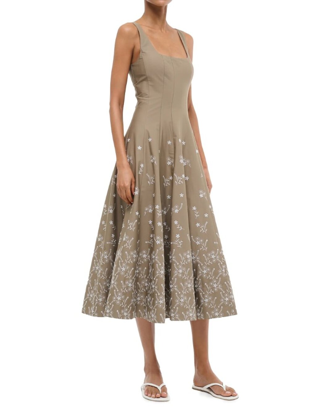 Staud  Wells Embroidered Cotton Poplin Fit & Flare Midi-Dress New With Tags - Picture 9 of 11